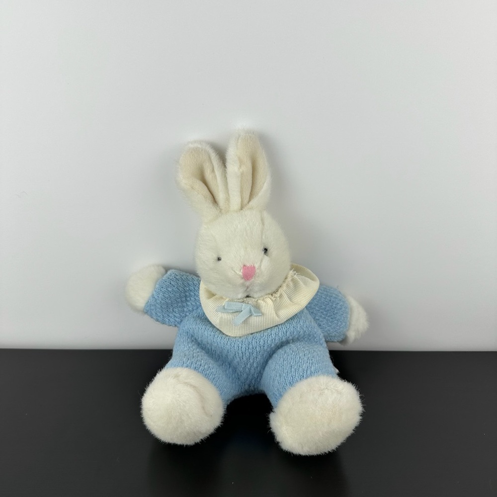 Russ Berrie Moppity Bunny Rabbit 10” Blue White Easter Plush Stuffed Animal